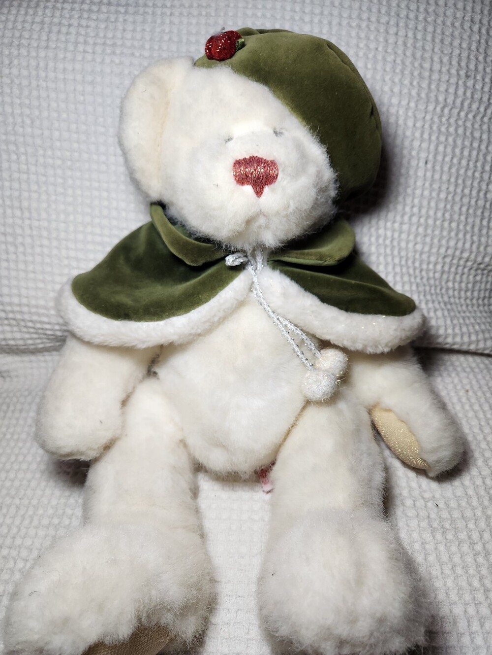 Vintage Russ Berrie "Crystal" White Christmas Teddy Bear 18"